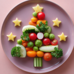 Festive Christmas tree vegetable platter made with colorful veggies – healthy, sugar-free holiday appetizer for gut health